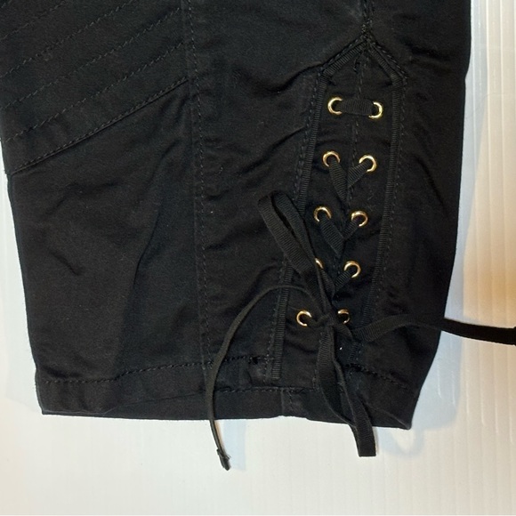 White House Black Market Crop Pants Lace-Up Legs 8 Black - Picture 7 of 13